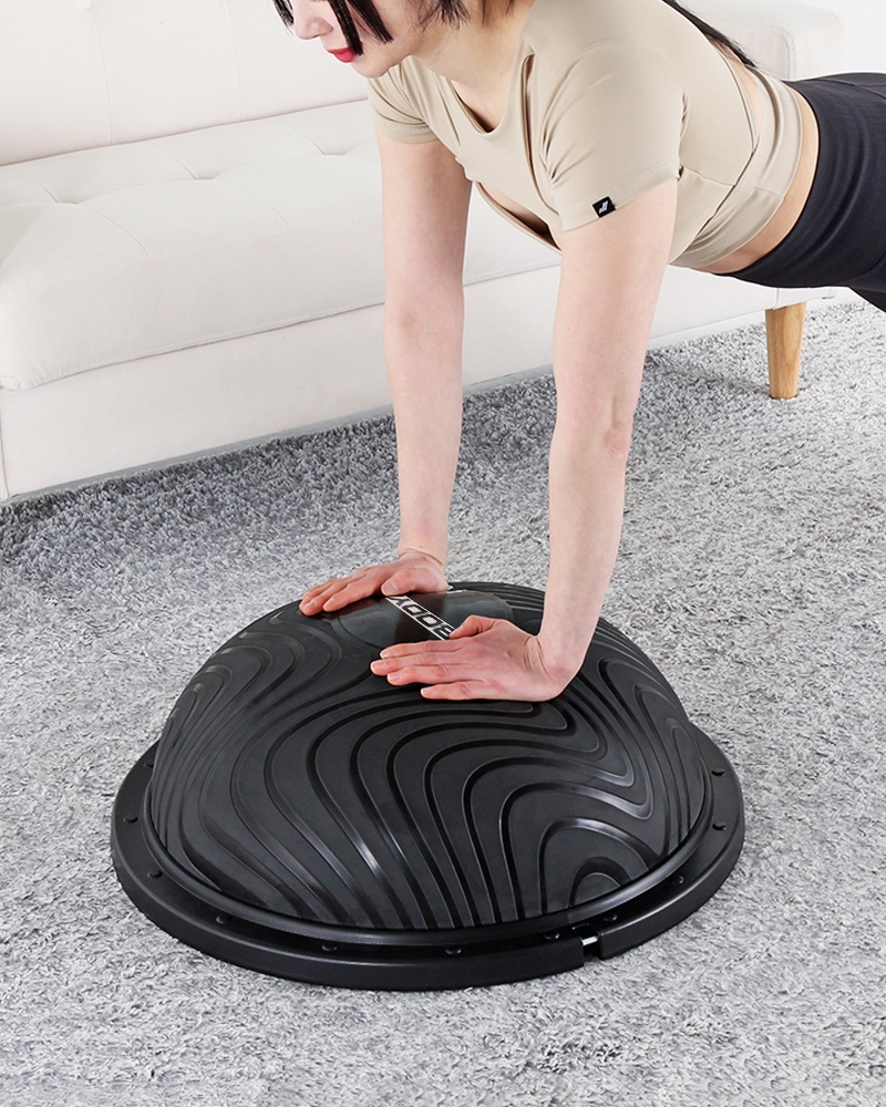 [바디엑스] 손잡이가 있는 밸런스 볼 보수 BOSU 볼 (블랙) 발란스 운동