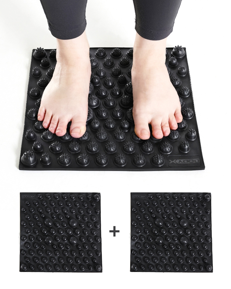 바디엑스 1+1 발바닥 지압보드 매트 발지압 발마사지 혈액순환 경혈자극 하드+소프트 (2종)