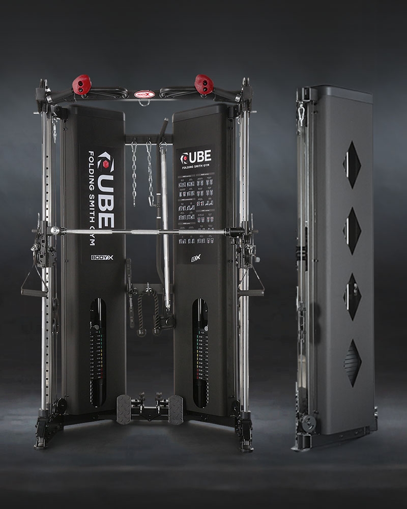 바디엑스 폴딩 큐브 스미스머신 블럭형 케이블머신 멀티랙 가정용 홈짐 하프랙 접이식