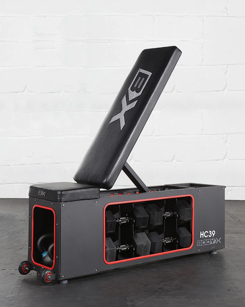 [바디엑스] 각도조절 덤벨벤치 HC39 정리가능 플랫 인클라인 디클라인 준클럽형 그룹PT용 추천